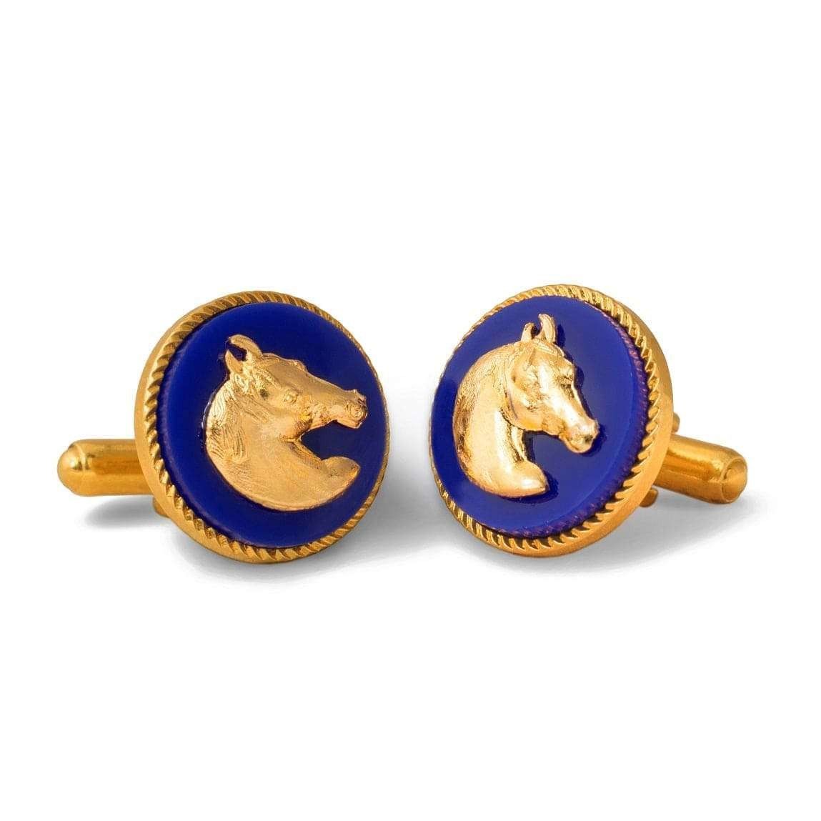 Horse Gold Cufflinks (Blue)