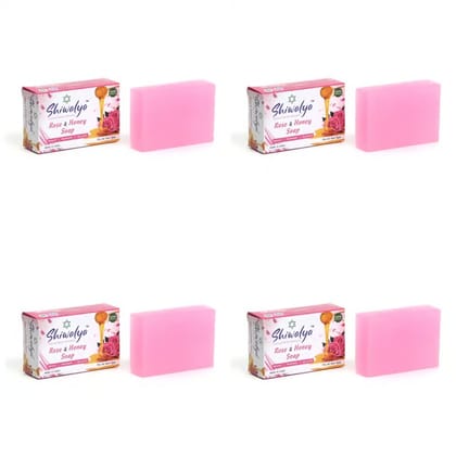 SHIWALYA Natural Rose Honey Handmade Soap | Handmade Bathing Soap | Herbal Soap Soft & Radiant Skin | Suitable for All Skin Types Pack of 4