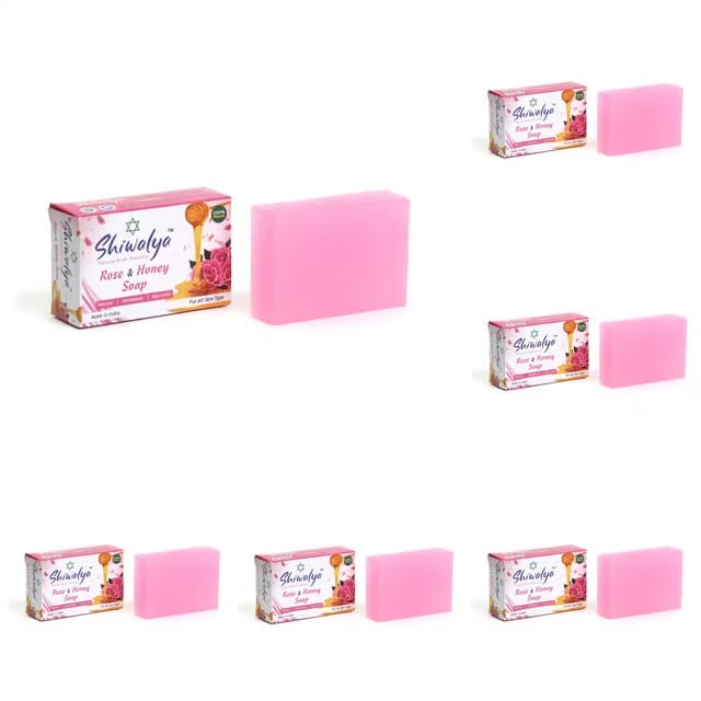 SHIWALYA Natural Rose Honey Handmade Soap | Handmade Bathing Soap | Herbal Soap Soft & Radiant Skin | Suitable for All Skin Types Pack of 6