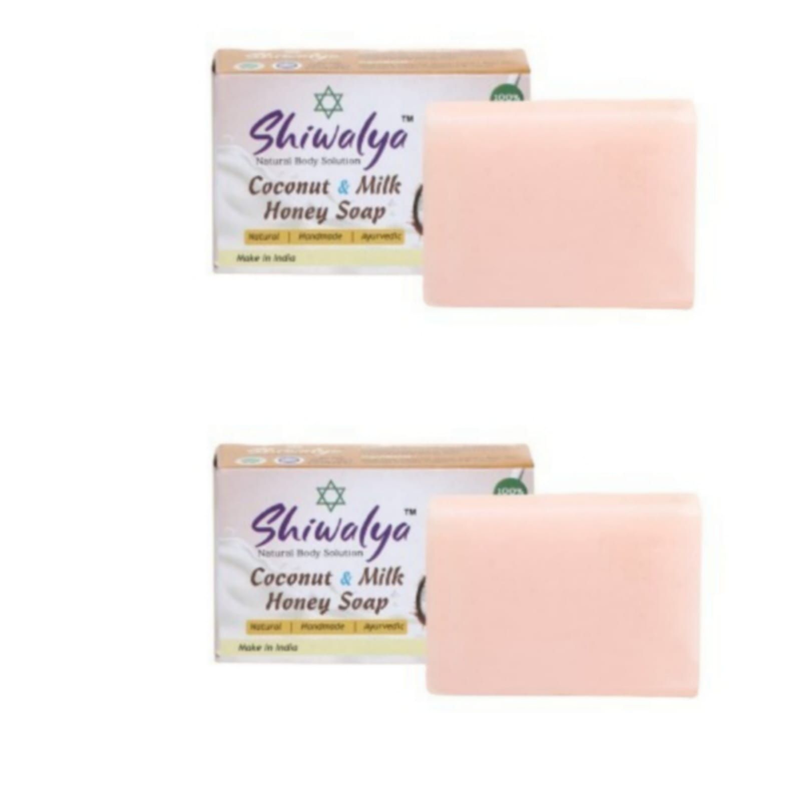 SHIWALYA Natural Coconut Honey Handmade Soap | Handmade Bathing Soap | Herbal Soap Soft & Radiant Skin | Suitable for All Skin Types Pack of 2