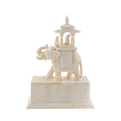 Handcrafted Bone Inlay Elephant Howdah Statue