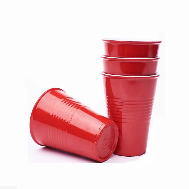 Adaamya® - 20 Pcs - Easy Grip Reusable Drinking Party Cups for Iced Tea, Punch, Cocktail, Juice, Beer Pong Glasses - RED/White, 450 Milliliter