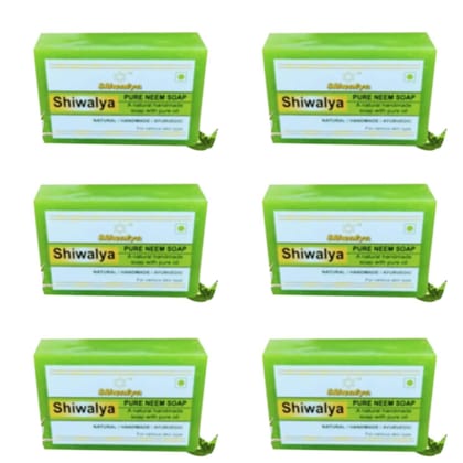 SHIWALYA Natural Neem Handmade Soap | Handmade Bathing Soap | Herbal Soap Soft & Radiant Skin | Suitable for All Skin Types (Pack of  6)