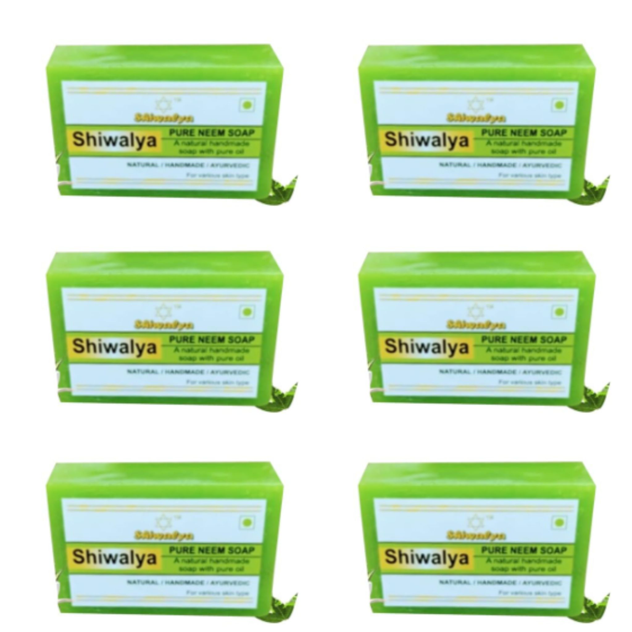 SHIWALYA Natural Neem Handmade Soap | Handmade Bathing Soap | Herbal Soap Soft & Radiant Skin | Suitable for All Skin Types (Pack of  6)