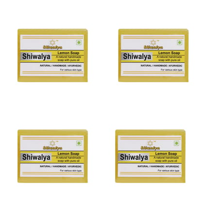 SHIWALYA Natural Lemon Soap || Handmade Bathing Soap || Herbal Soft & Radiant Skin || Suitable for All Skin Types (Pack of 4)