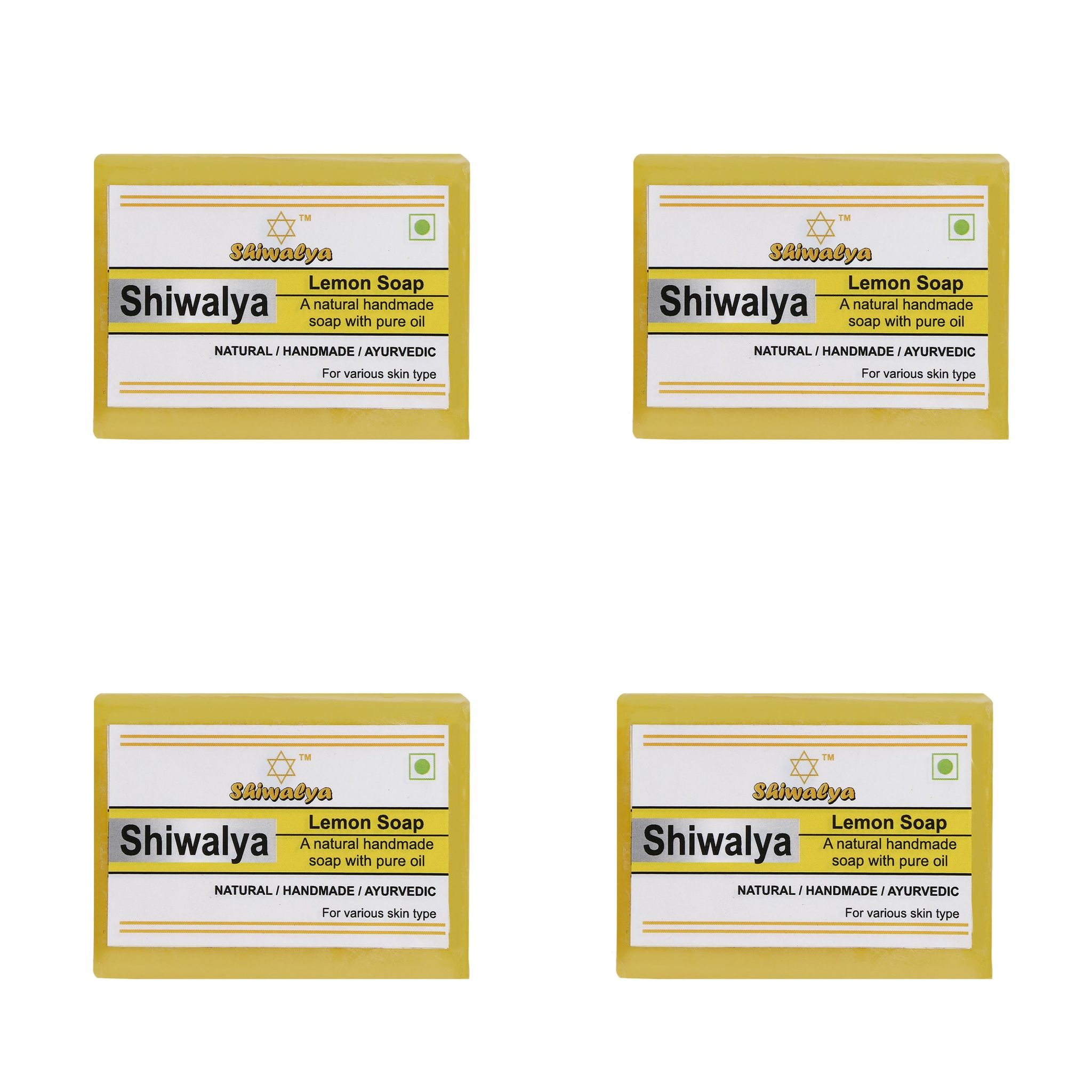 SHIWALYA Natural Lemon Soap || Handmade Bathing Soap || Herbal Soft & Radiant Skin || Suitable for All Skin Types (Pack of 4)