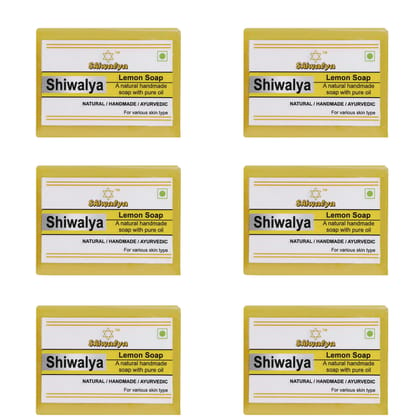 SHIWALYA Natural Lemon Soap || Handmade Bathing Soap || Herbal Soft & Radiant Skin || Suitable for All Skin Types (Pack of 6)