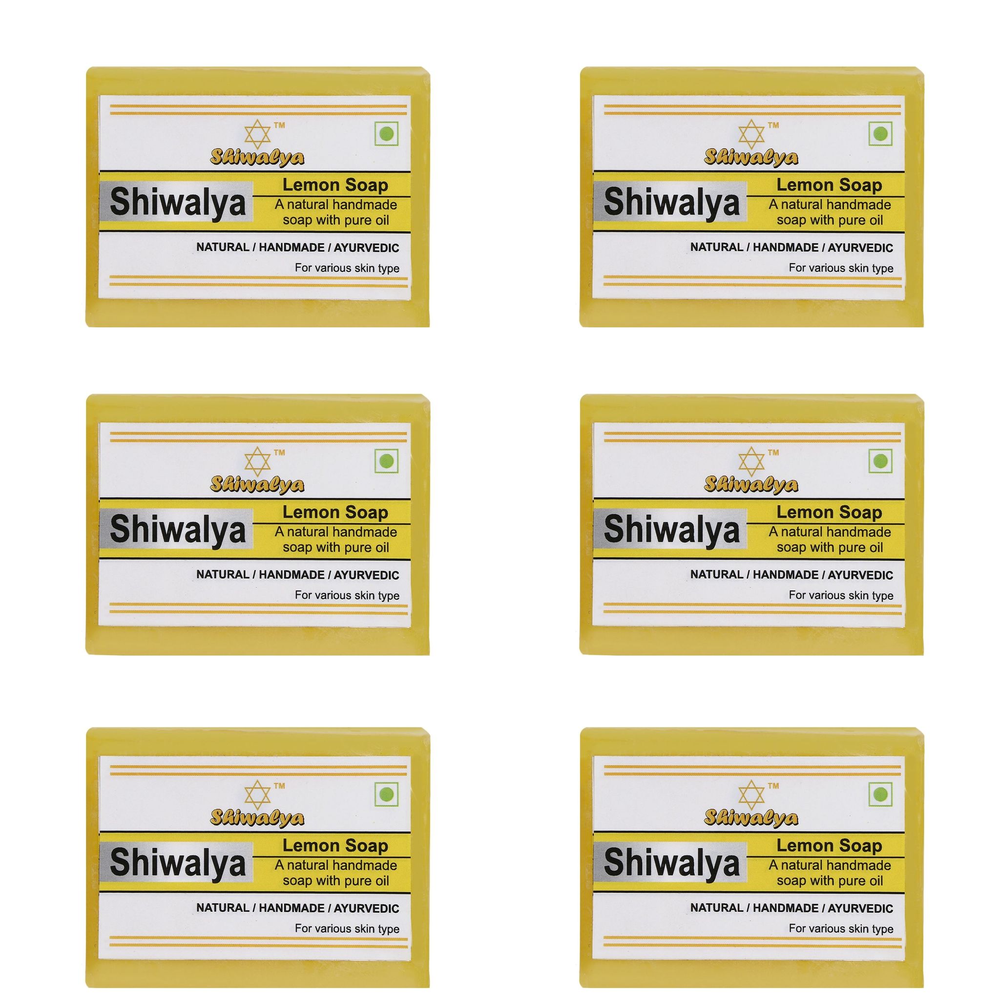 SHIWALYA Natural Lemon Soap || Handmade Bathing Soap || Herbal Soft & Radiant Skin || Suitable for All Skin Types (Pack of 6)