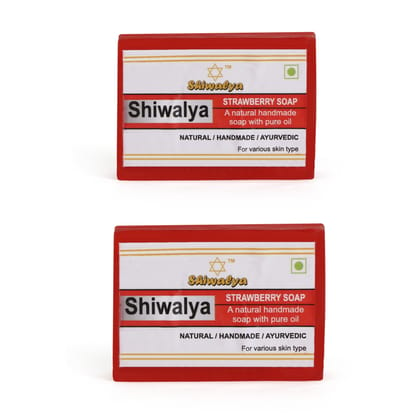 SHIWALYA Natural Strawberry Soap || Handmade Bathing Soap || Herbal Soft & Radiant Skin || Suitable for All Skin Types (Pack of 2)