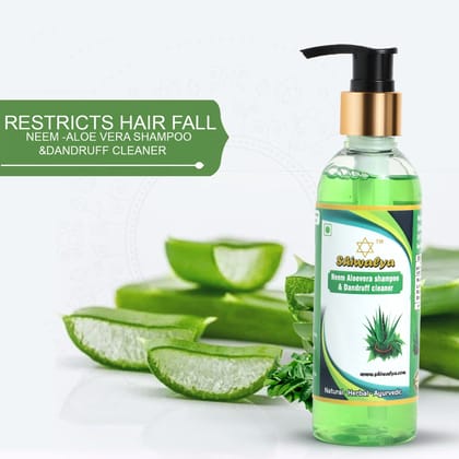 SHIWALYA Natural Herbal Neem and Aloe Vera Shampoo Gets hair rid of Dandruff| Cools the scalp Pack of 1,(210 ml)