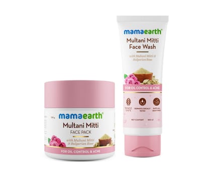 Mamaearth Multani Mitti Face Pack (100 g) + Mamaearth Multani Mitti Face Wash (100ml) PACK of 2