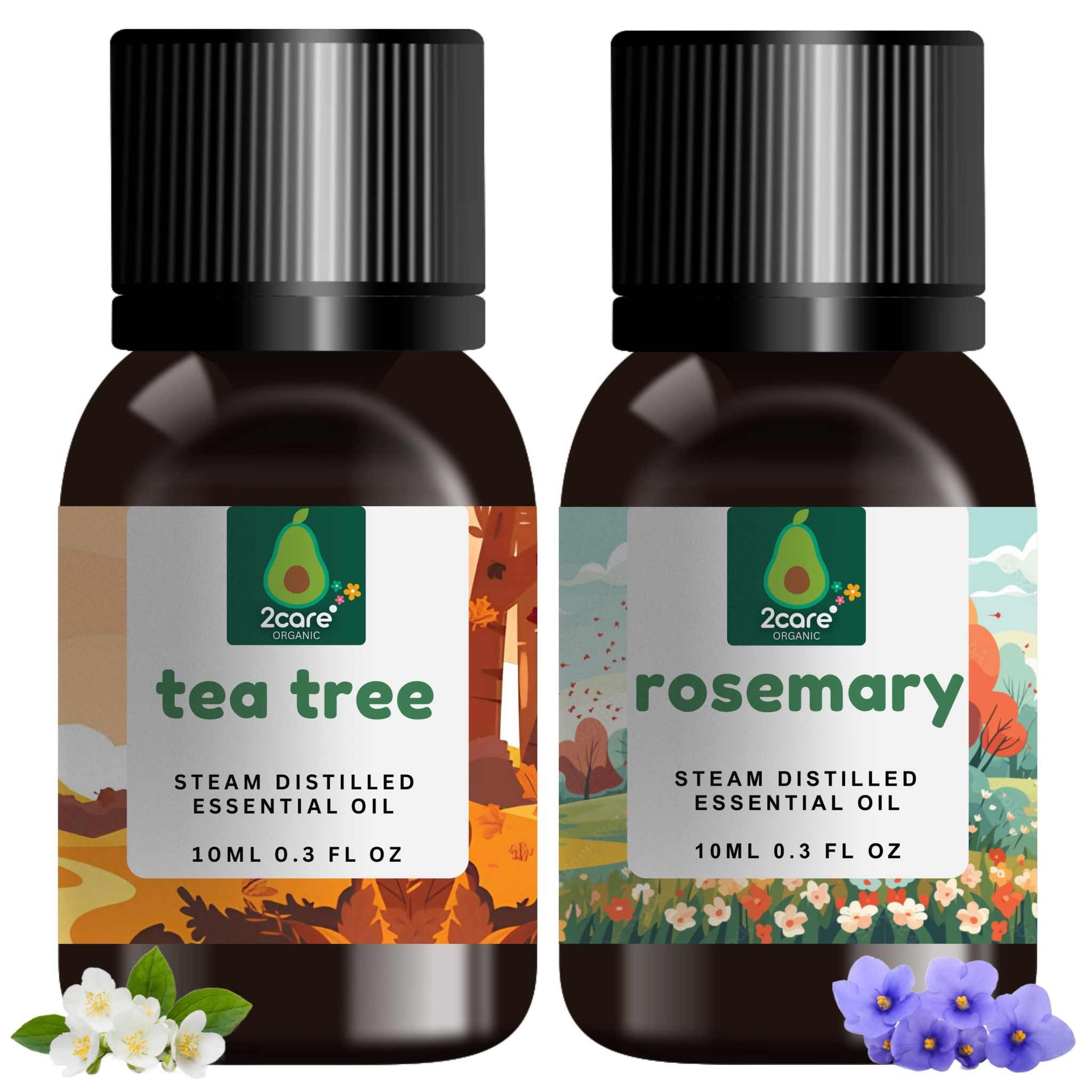 2care tea tree oil & rosemary oil combo (10ml+10ml)