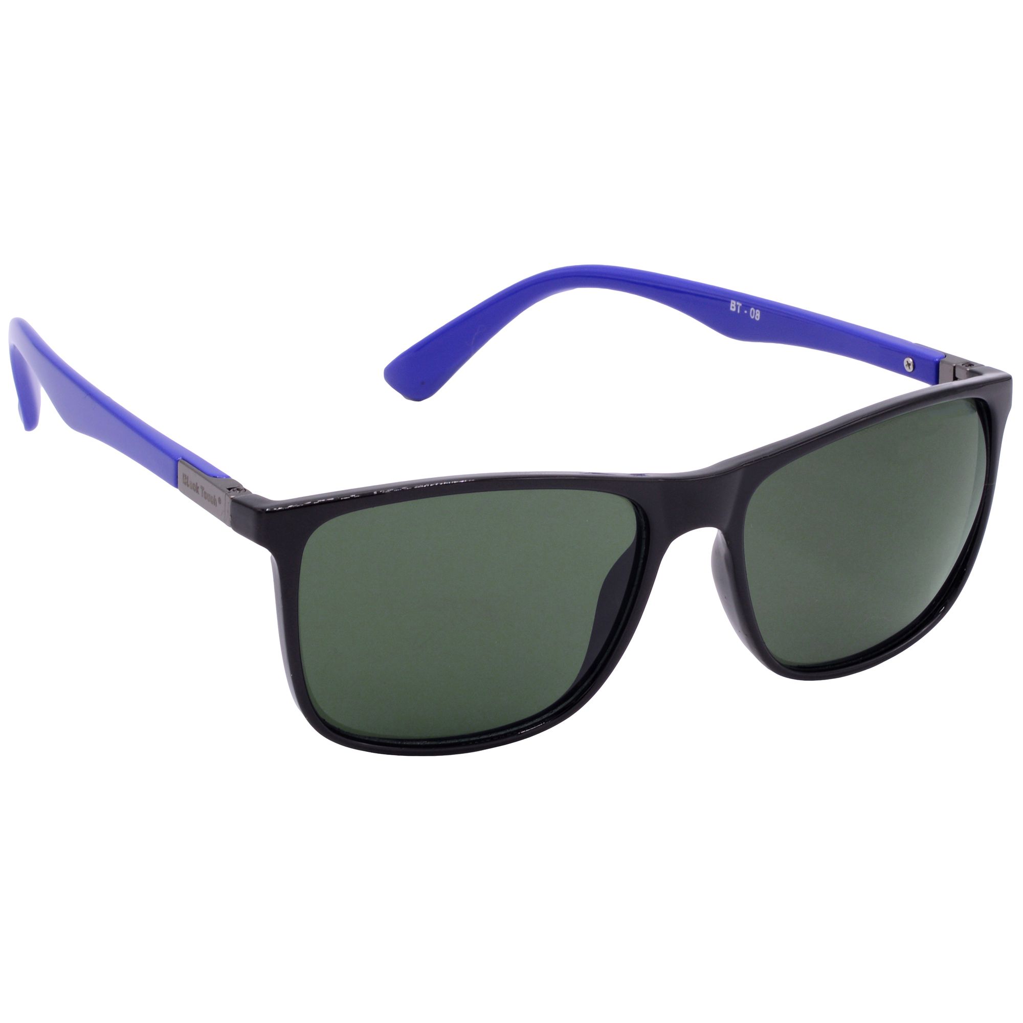 Hrinkar Green Rectangular Cooling Glass Black, Blue Frame Best Sunglasses for Men & Women - HRS-BT-08-BK-BU-GRN