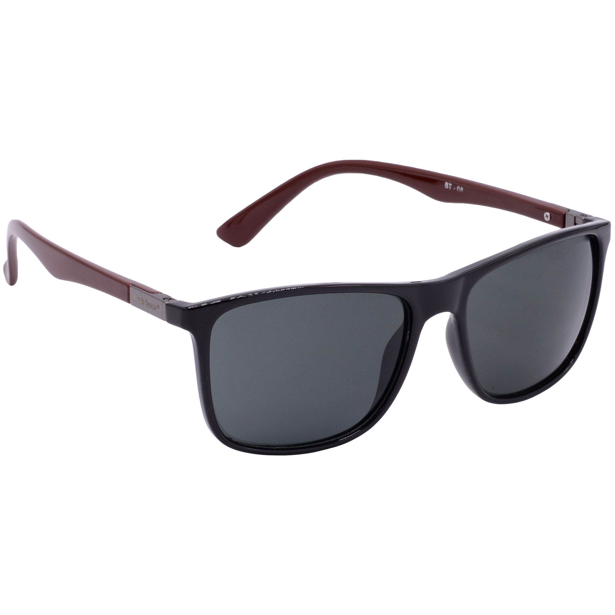 Hrinkar Grey Rectangular Sunglasses Brands Black, Brown Frame Goggles for Men & Women - HRS-BT-08-BK-BWN-BK