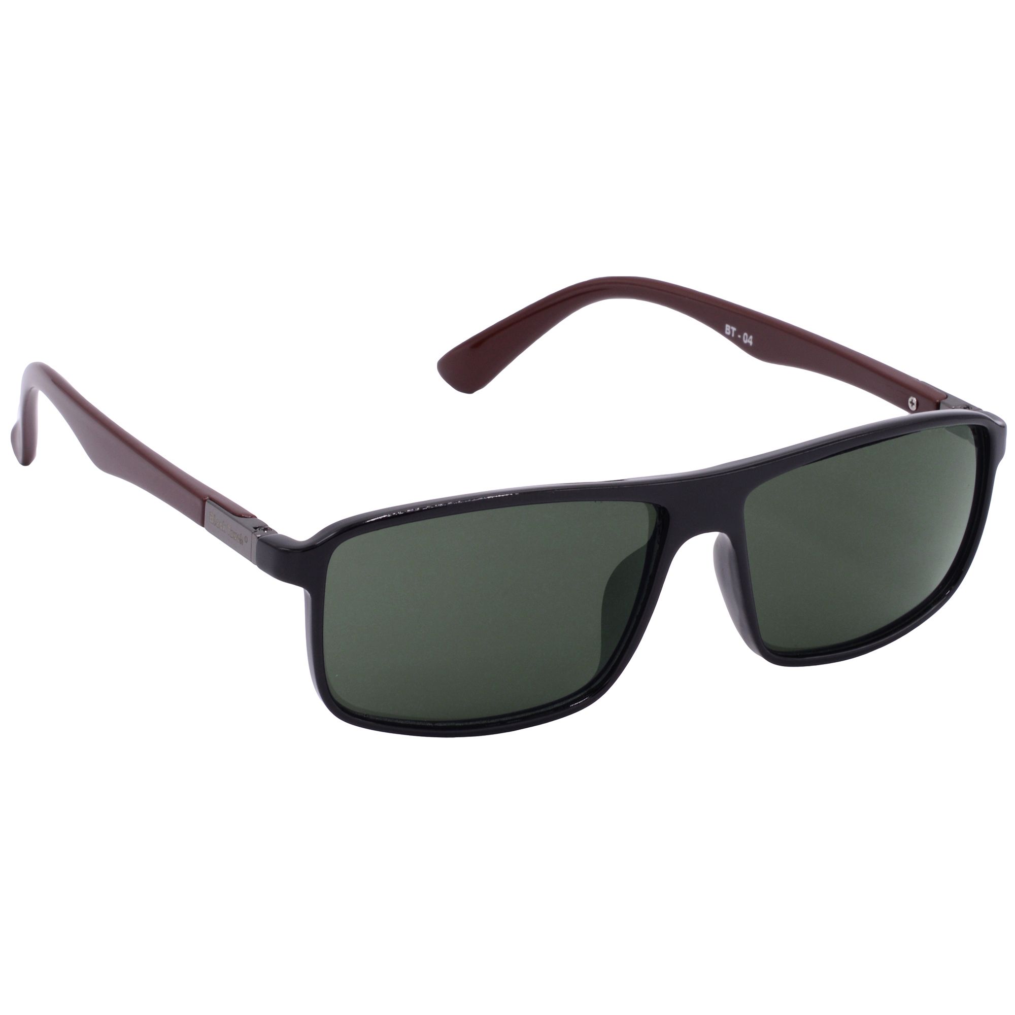 Hrinkar Green Rectangular Sunglasses Brands Black, Brown Frame Goggles for Men & Women - HRS-BT-04-BK-BWN-GRN