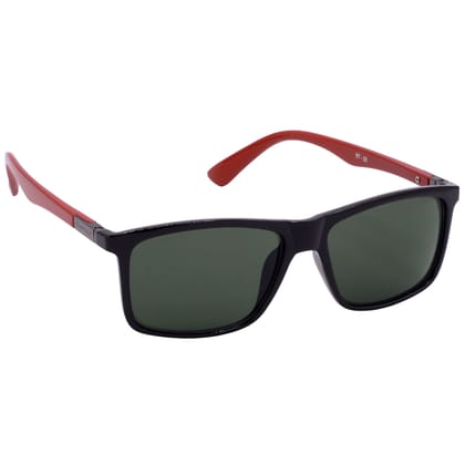 Hrinkar Green Rectangular Cooling Glass Black, Red Frame Best Sunglasses for Men & Women - HRS-BT-05-BK-RD-GRN