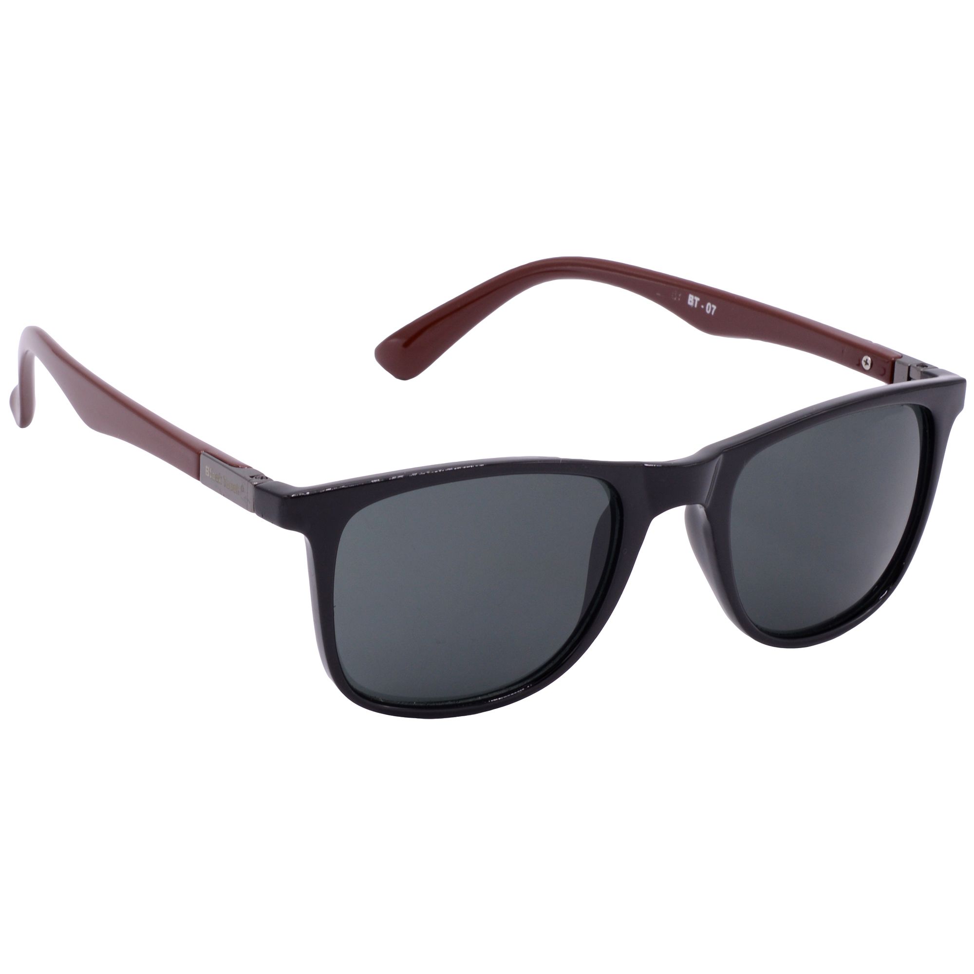 Hrinkar Grey Rectangular Sunglasses Brands Black, Brown Frame Goggles for Men & Women - HRS-BT-07-BK-BWN-BK