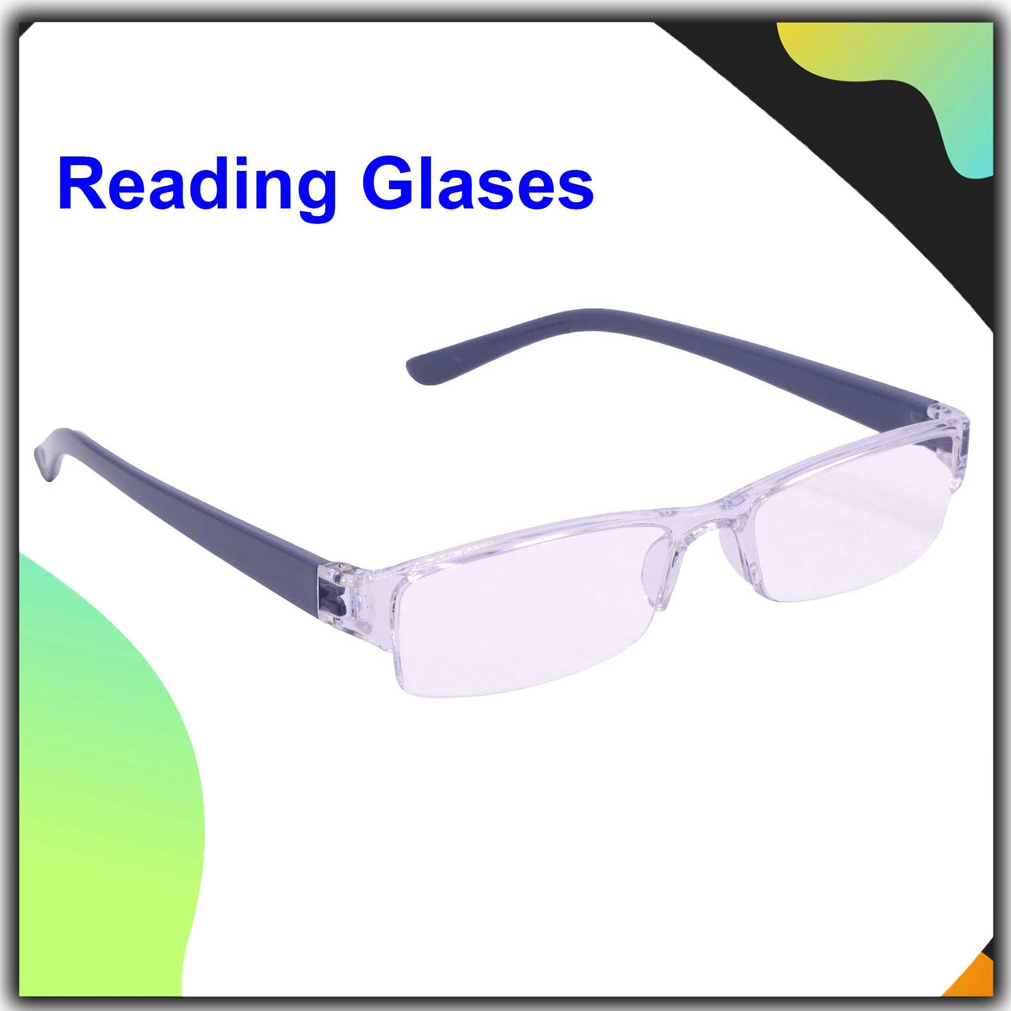 Hrinkar Rectangle Full Rim Portable +1.00 Reading Glasses For Men And Women (Blue Frame, +1.00, Near Vision) - HRD05