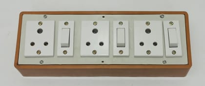 6A 3 Sockets (3 Pin Socket) & 3 Switch Extension Box with 6A Plug & 10m Wire