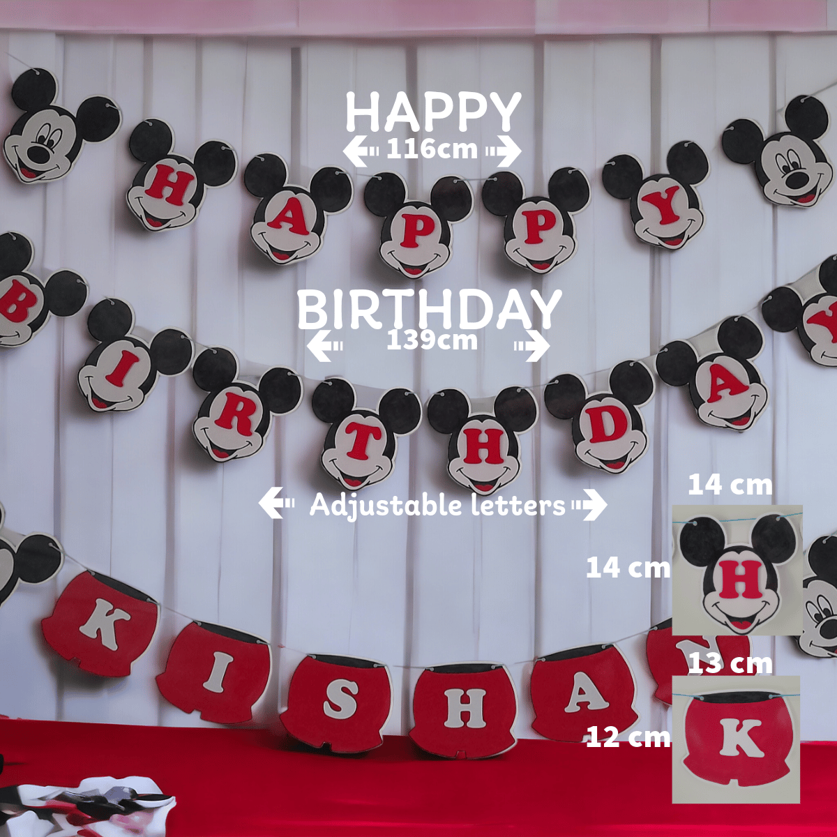 Partybus – Mickey Mouse Themed Happy Birthday Banner with Name