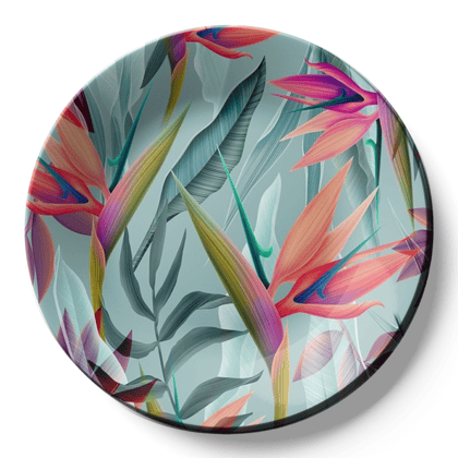 Colorful Tropical Leaves Ceramic Wall Plate Home Décor