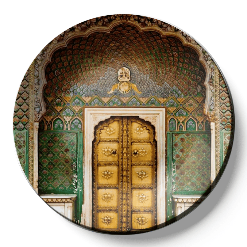 Rose Gate Door In Pink City Ceramic Wall Plate Home Décor