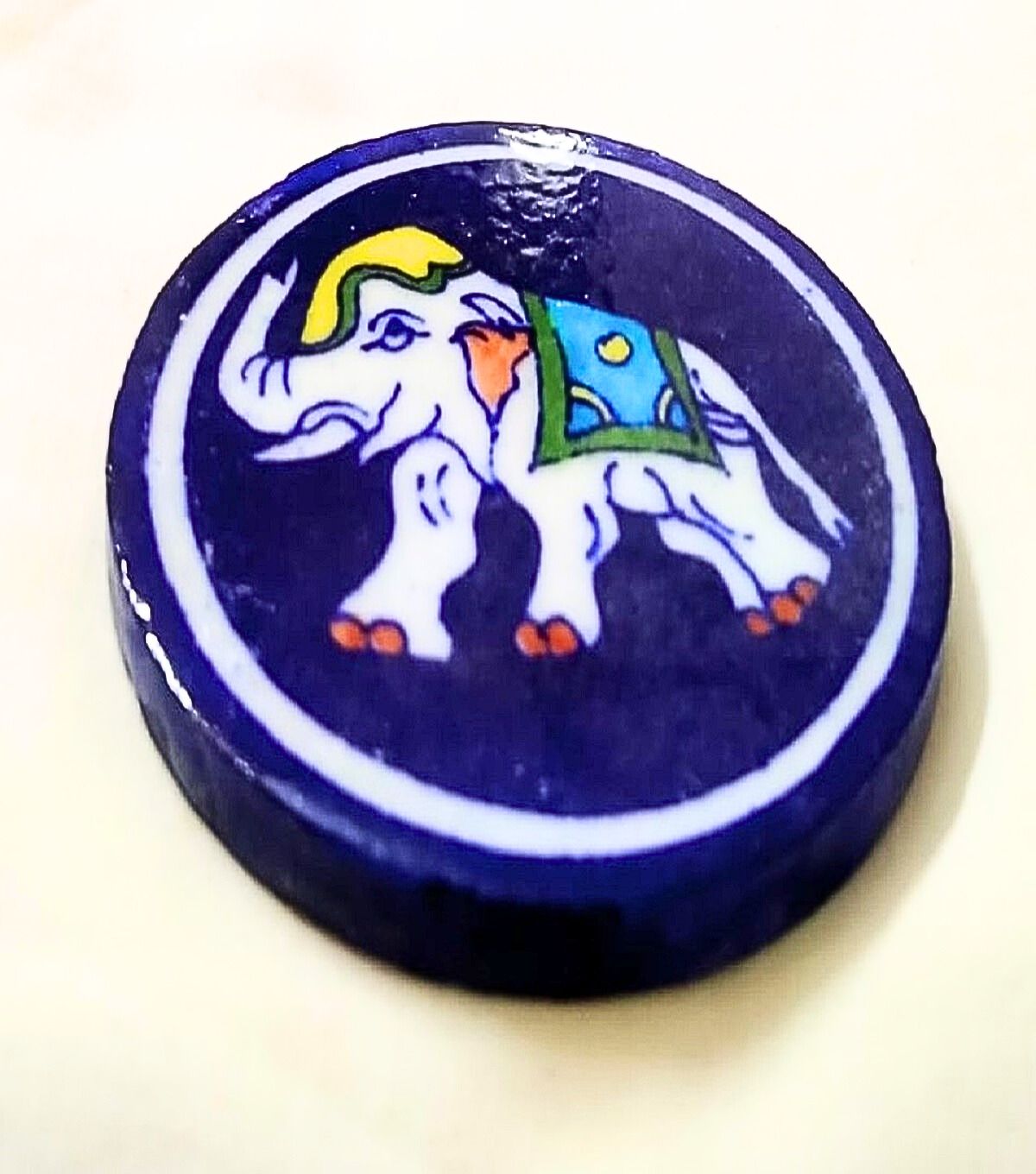 Blue Pottery Ceramic Elephant Design Coaster Set of 4-(CT-01)