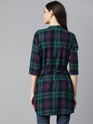 One femme Women's Plaid Check Print Tunic