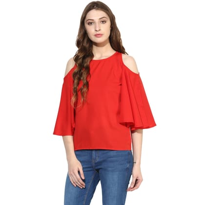 One femme Women's Solid Cold Shoulder Top