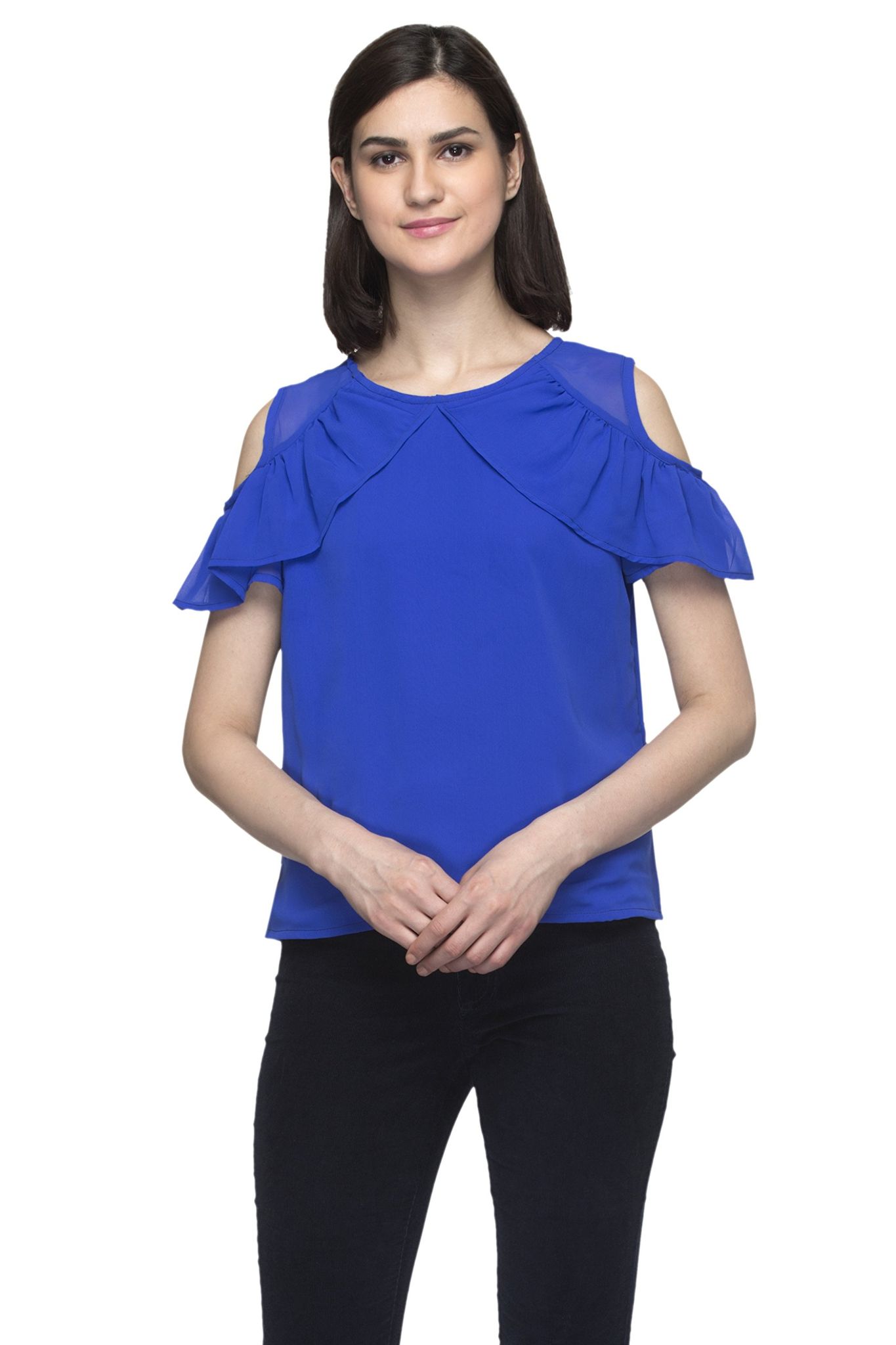 One femme Women's Cold Shoulder Party Solid Color Top