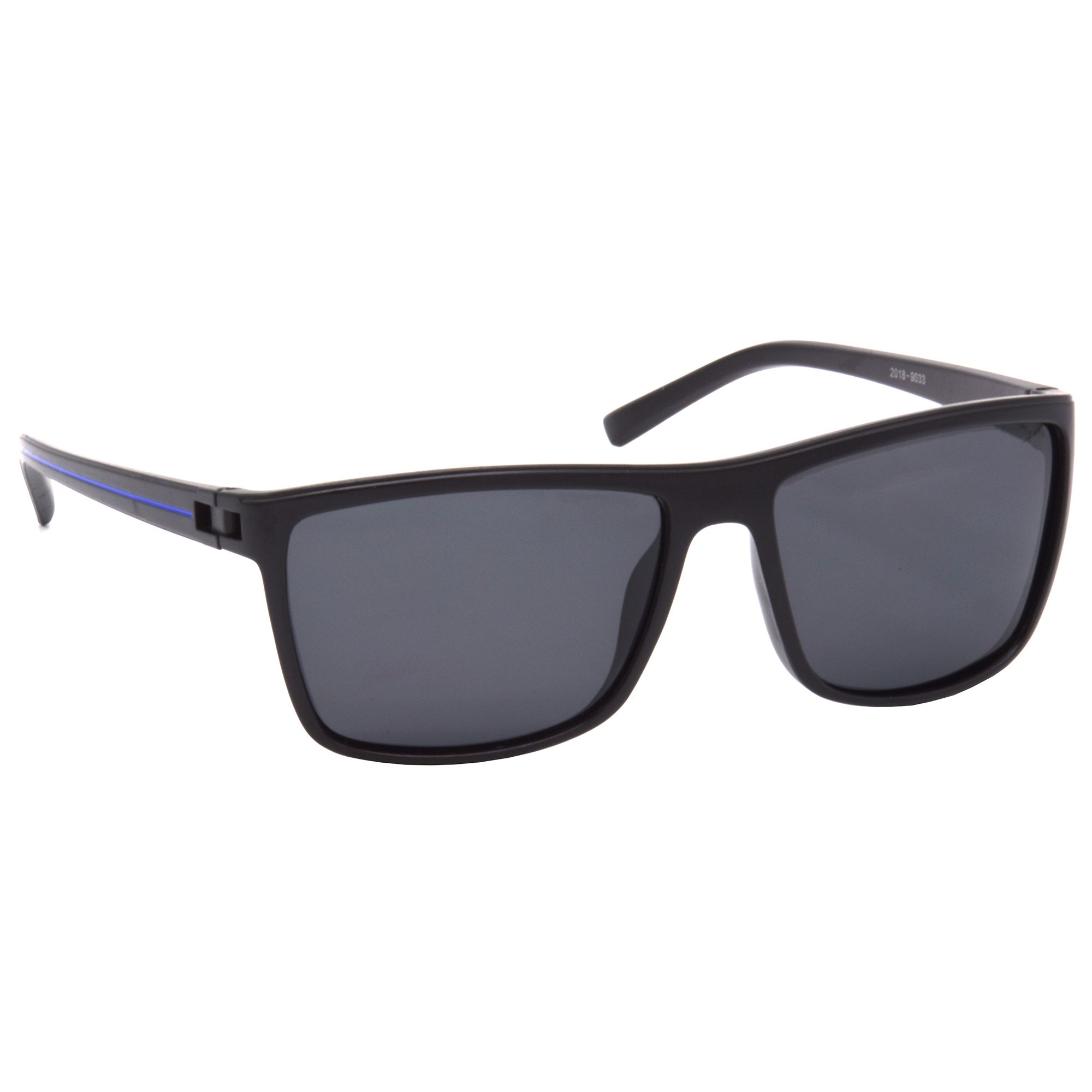 Hrinkar Black Rectangular Cooling Glass Blue Frame Best Polarized Sunglasses for Men & Women - HRS507-BK-bu-BK-P