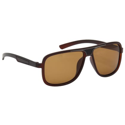 Hrinkar Brown Rectangular Stylish Goggles Brown Frame Polarized Sunglasses for Men & Women - HRS508-BWN-BWN-P