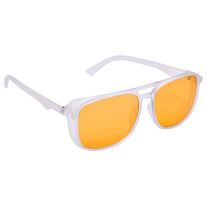 Hrinkar Grey Retro Square Sunglasses Styles White Frame Glasses for Men & Women - HRS533-ORNG