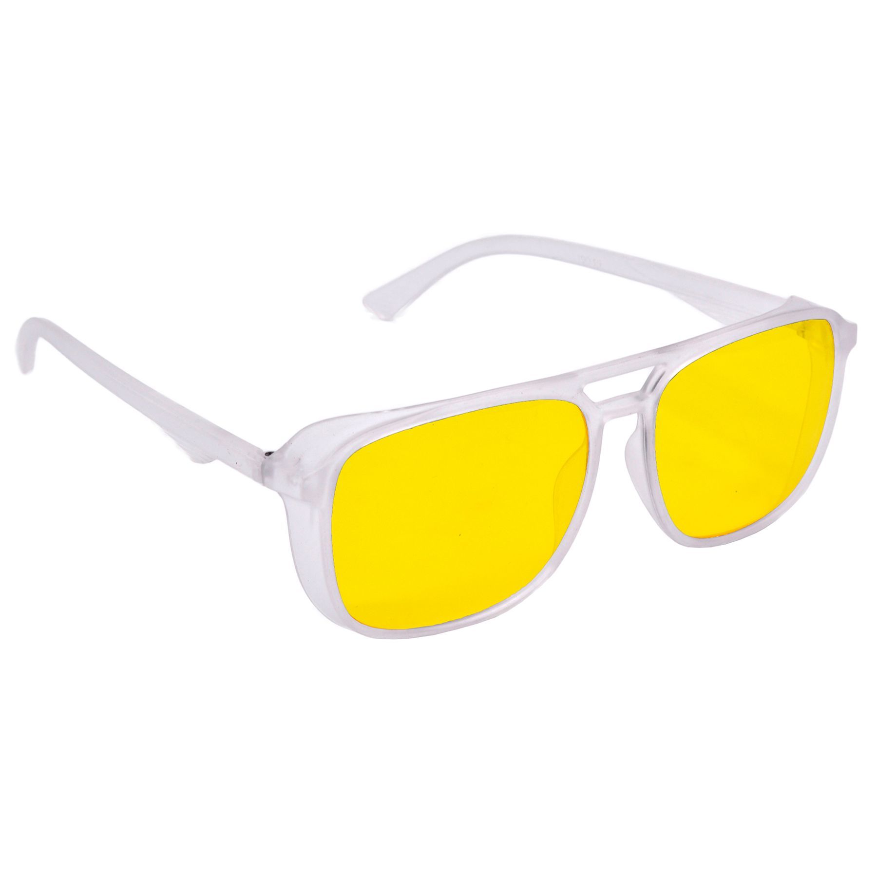 Hrinkar Yellow Retro Square Stylish Goggles White Frame Sunglasses for Men & Women - HRS543-YLW