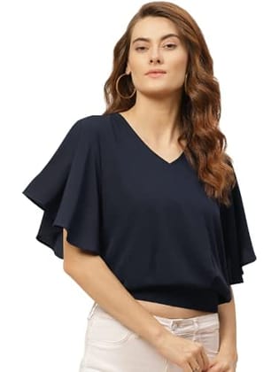 One femme Women Solid Flared Sleeves Top