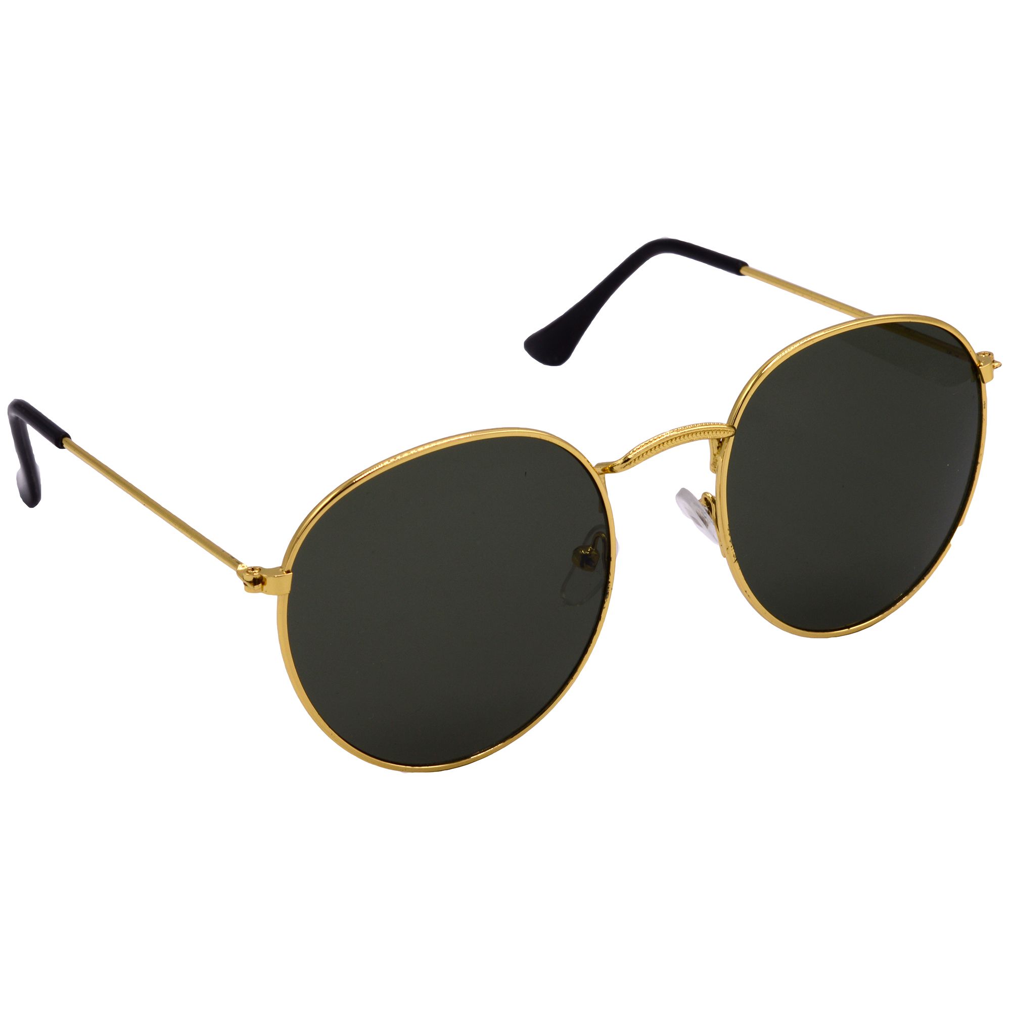 Hrinkar Green Round Cooling Glass Golden Frame Best Sunglasses for Men & Women - HRS554-GLD-GRN