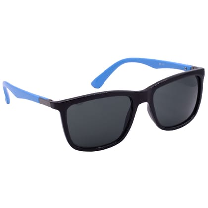 Hrinkar Grey Rectangular Stylish Goggles Black, Sky Blue Frame Sunglasses for Men & Women - HRS-BT-01-BK-LBU-BK