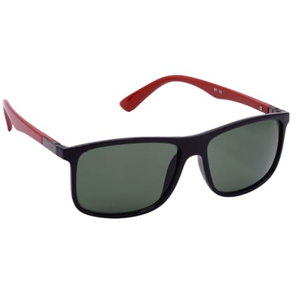 Hrinkar Green Rectangular Cooling Glass Black, Red Frame Best Sunglasses for Men & Women - HRS-BT-02-BK-RD-GRN