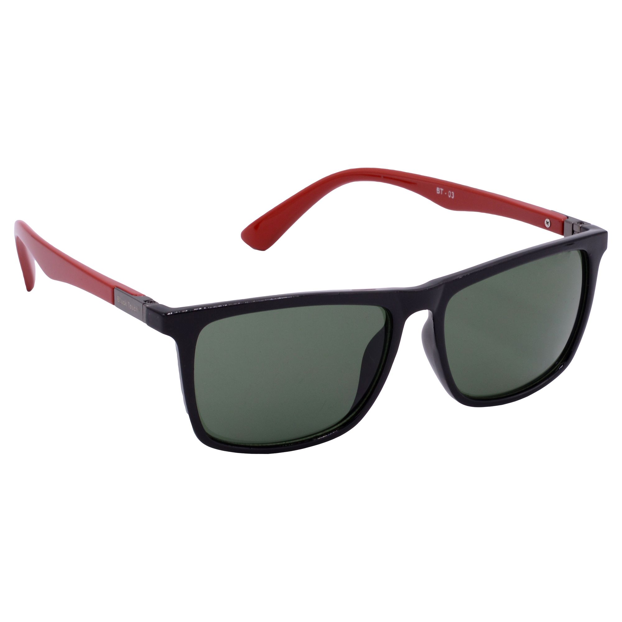 Hrinkar Green Rectangular Cooling Glass Black, Red Frame Best Sunglasses for Men & Women - HRS-BT-03-BK-RD-GRN