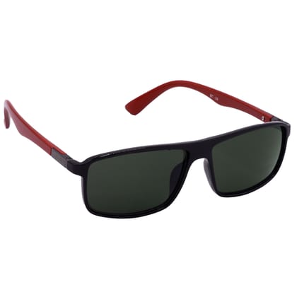 Hrinkar Green Rectangular Cooling Glass Black, Red Frame Best Sunglasses for Men & Women - HRS-BT-04-BK-RD-GRN