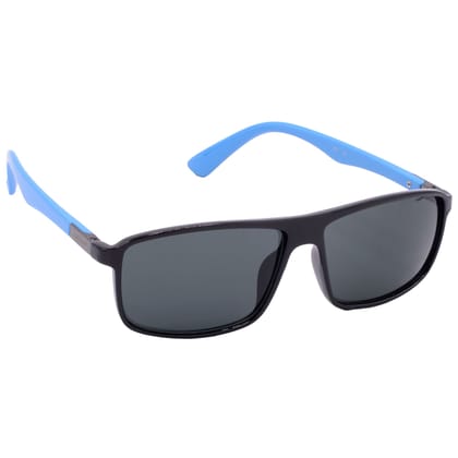 Hrinkar Grey Rectangular Stylish Goggles Black, Sky Blue Frame Sunglasses for Men & Women - HRS-BT-04-BK-LBU-BK