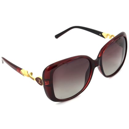 Hrinkar Pink Rectangular Cooling Glass Red Frame Best Polarized Sunglasses for Women - HRS438-RD-PNK