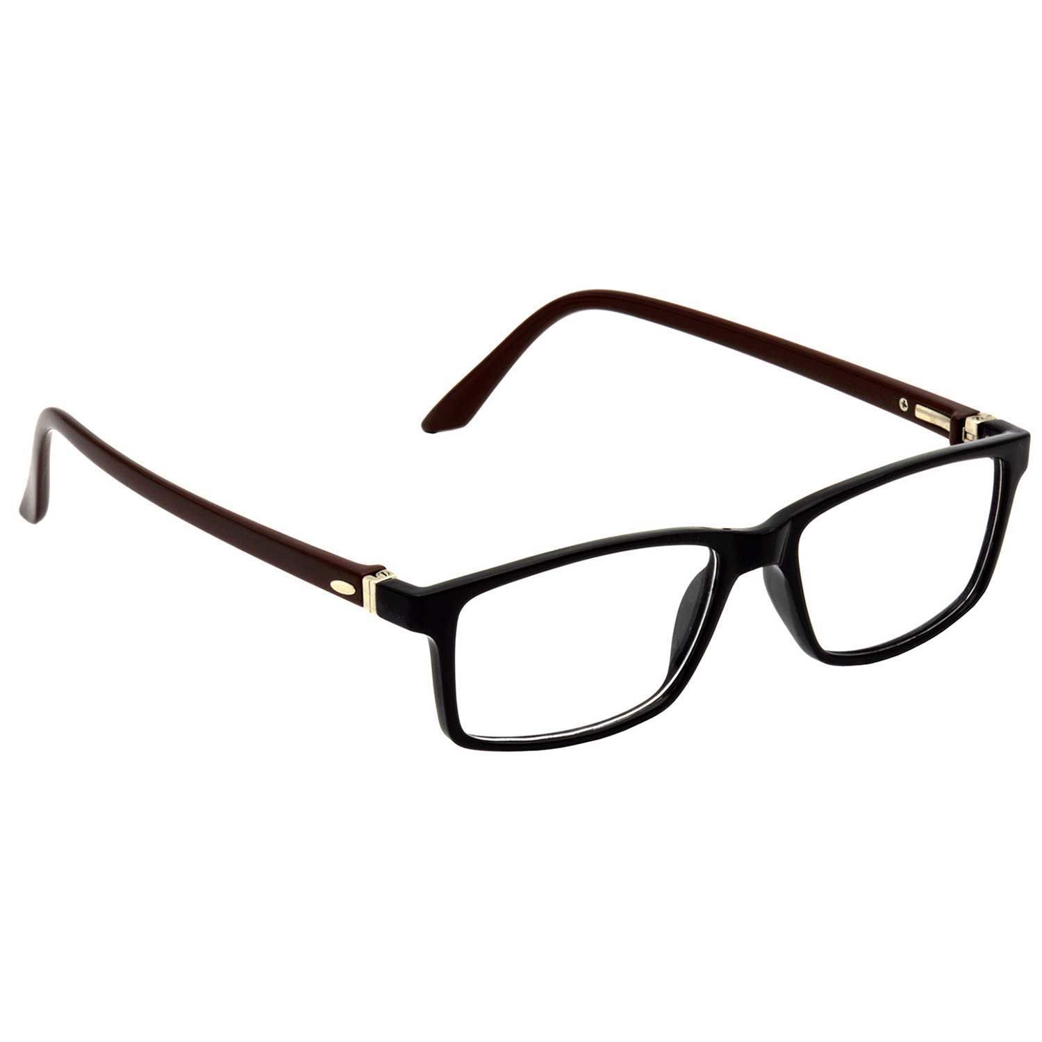 Hrinkar Trending Eyeglasses: Brown and Black Rectangle Optical Spectacle Frame For Men & Women |HFRM-BK-BWN-11