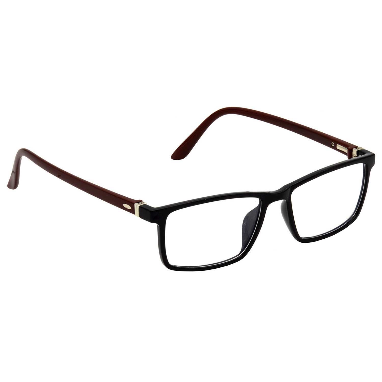 Hrinkar Trending Eyeglasses: Brown and Black Rectangle Optical Spectacle Frame For Men & Women |HFRM-BK-BWN-16