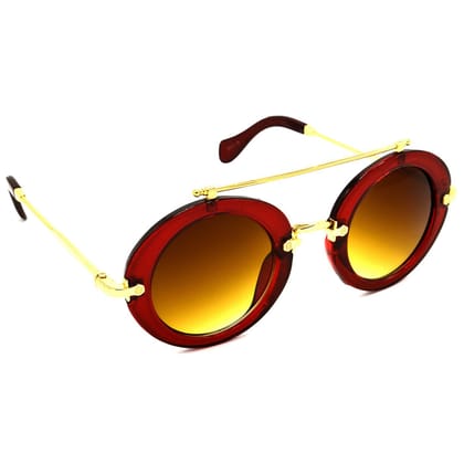 Hrinkar Brown Round Sunglasses Styles Red Frame Glasses for Men & Women - HRS315-RD