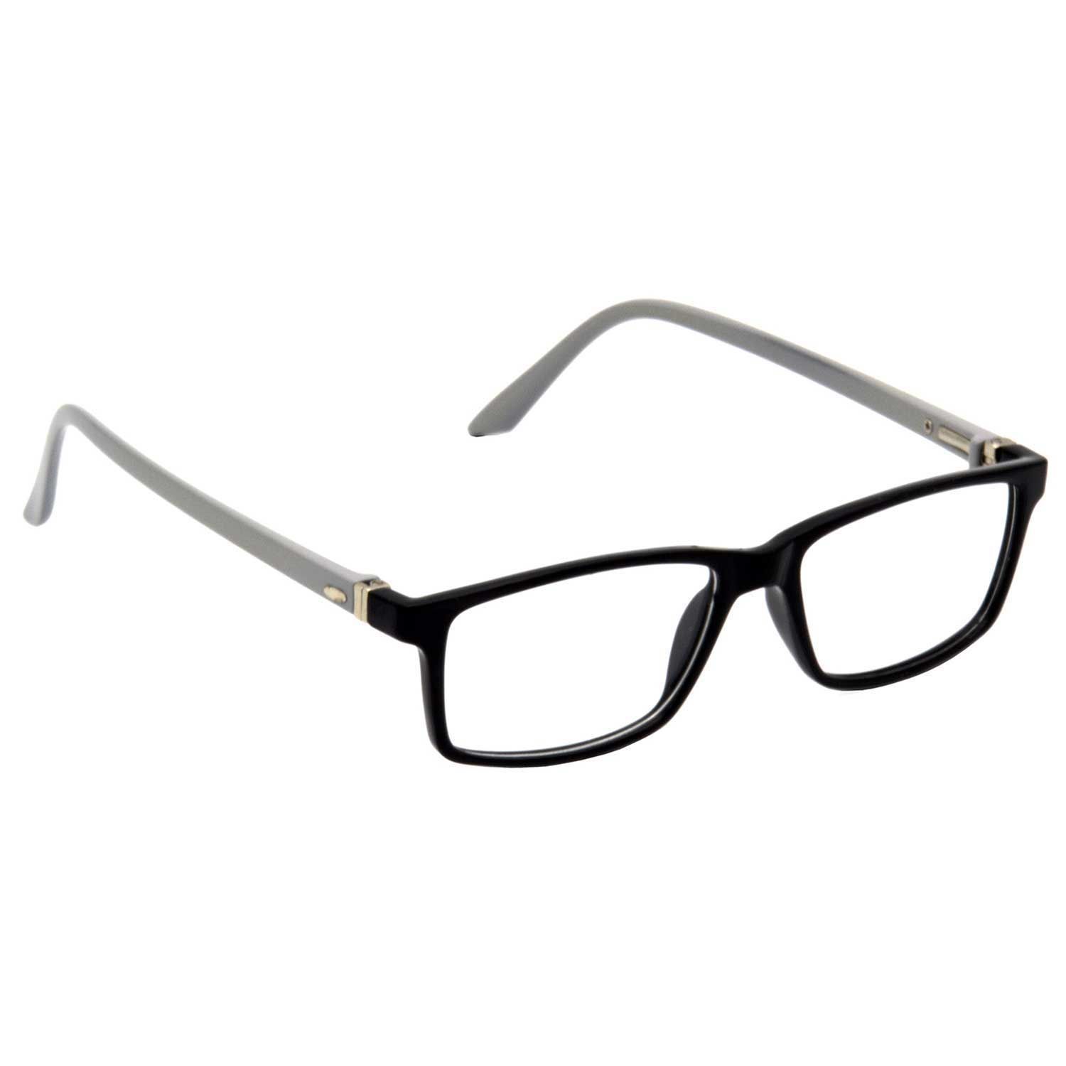 Hrinkar Trending Eyeglasses: Black and Grey Rectangle Optical Spectacle Frame For Men & Women |HFRM-BK-GRY-11