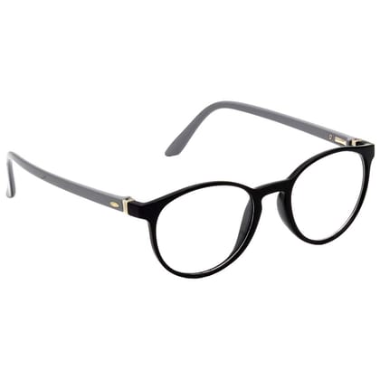 Hrinkar Trending Eyeglasses: Black and Grey Oval Optical Spectacle Frame For Men & Women |HFRM-BK-GRY-14