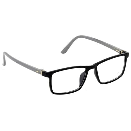 Hrinkar Trending Eyeglasses: Black and Grey Rectangle Optical Spectacle Frame For Men & Women |HFRM-BK-GRY-16