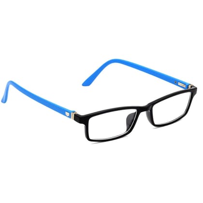 Hrinkar Trending Eyeglasses: Blue and Black Rectangle Optical Spectacle Frame For Men & Women |HFRM-BK-LBU-12