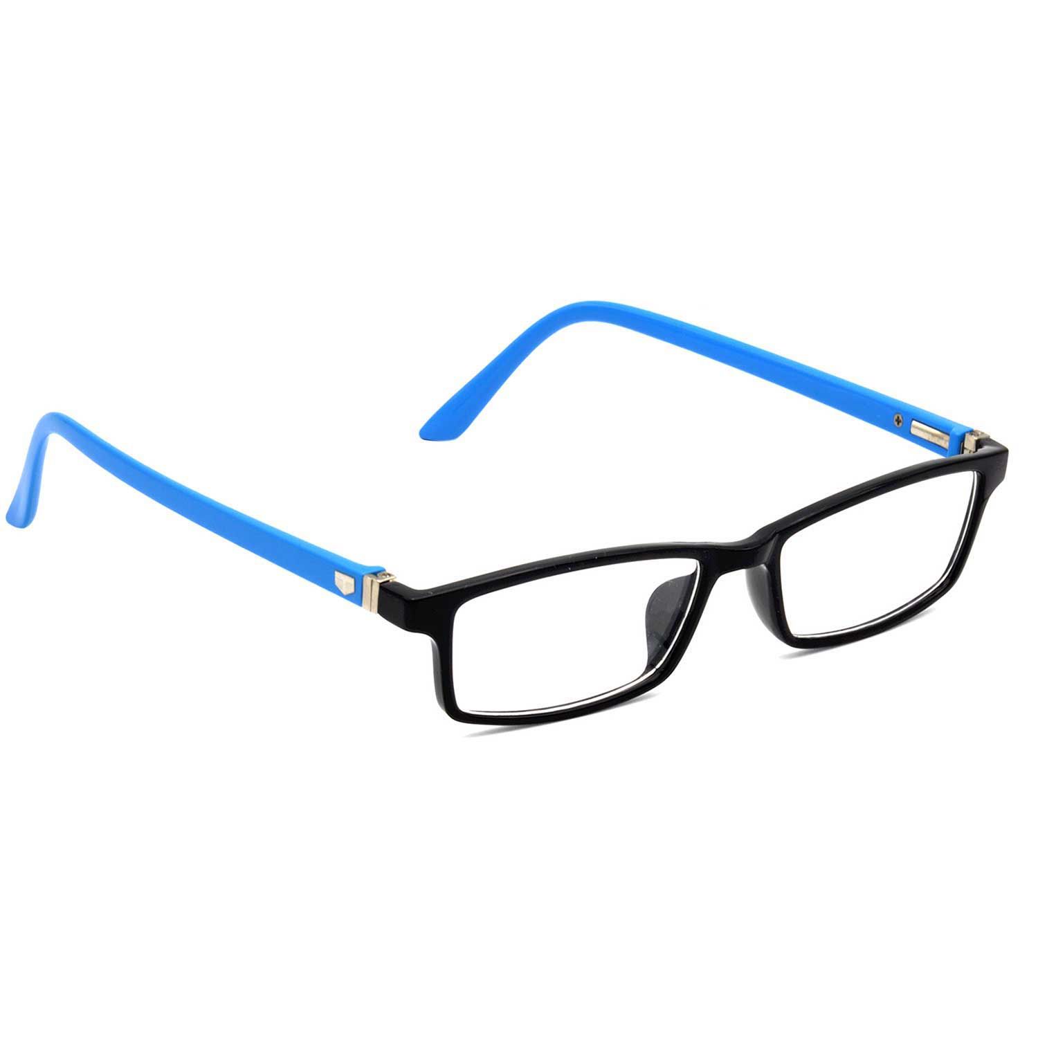 Hrinkar Trending Eyeglasses: Blue and Black Rectangle Optical Spectacle Frame For Men & Women |HFRM-BK-LBU-12